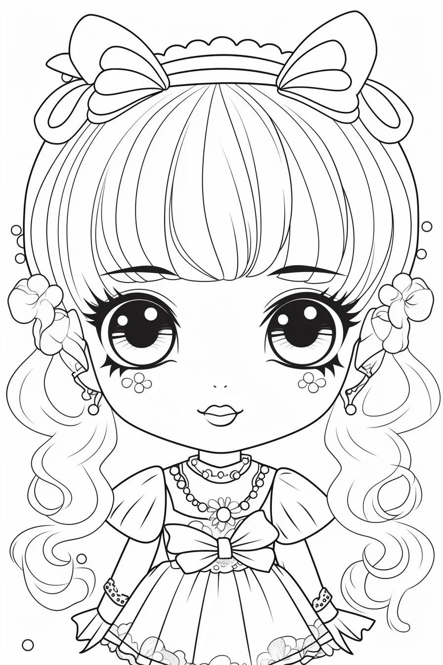 Easy Cute Doll Coloring Pages for Girls Free Printable