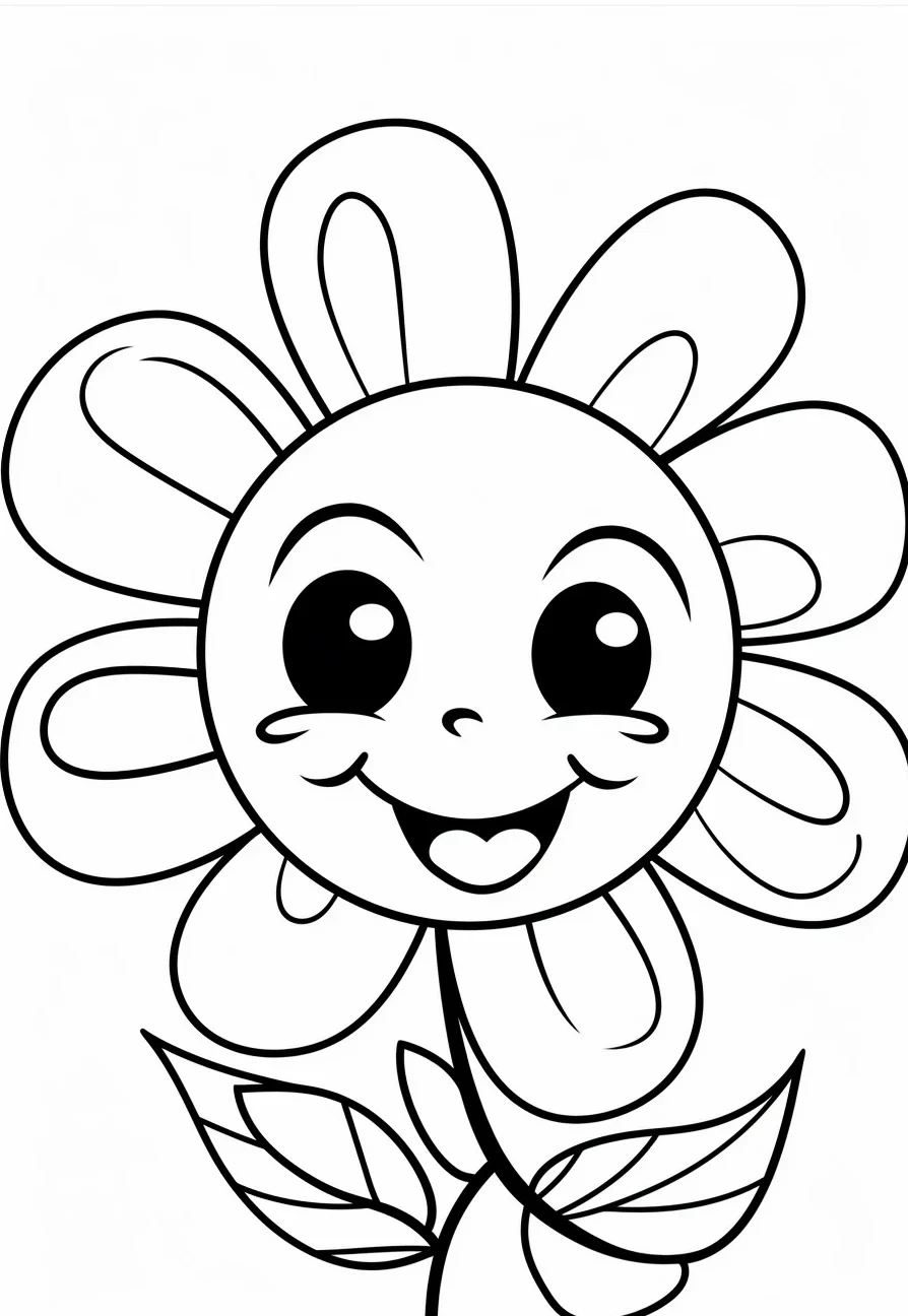 Easy Cute Flower Coloring Pages for Kids Free Printable