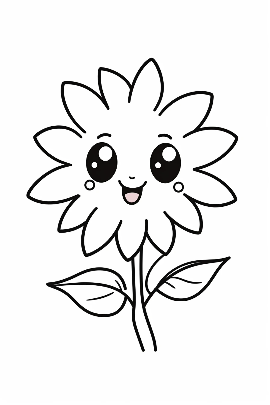 Easy Cute Flower Coloring Pages for Kids Free