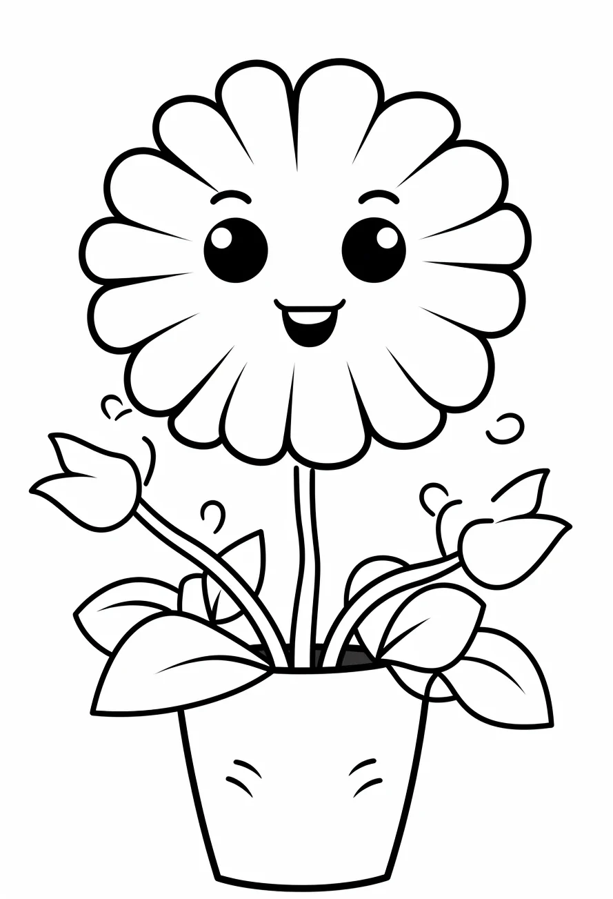 Easy Cute Flower Coloring Pages for Kids Printable