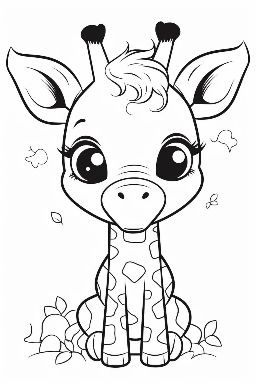 Easy Cute Giraffe Coloring Pages