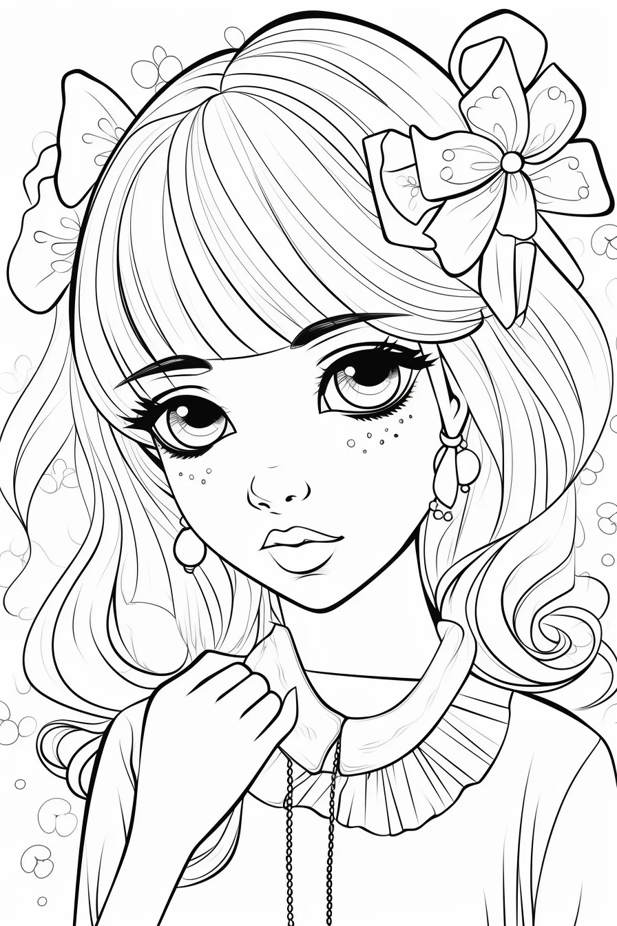Easy Cute Girl Coloring Pages for Kids Free Printable
