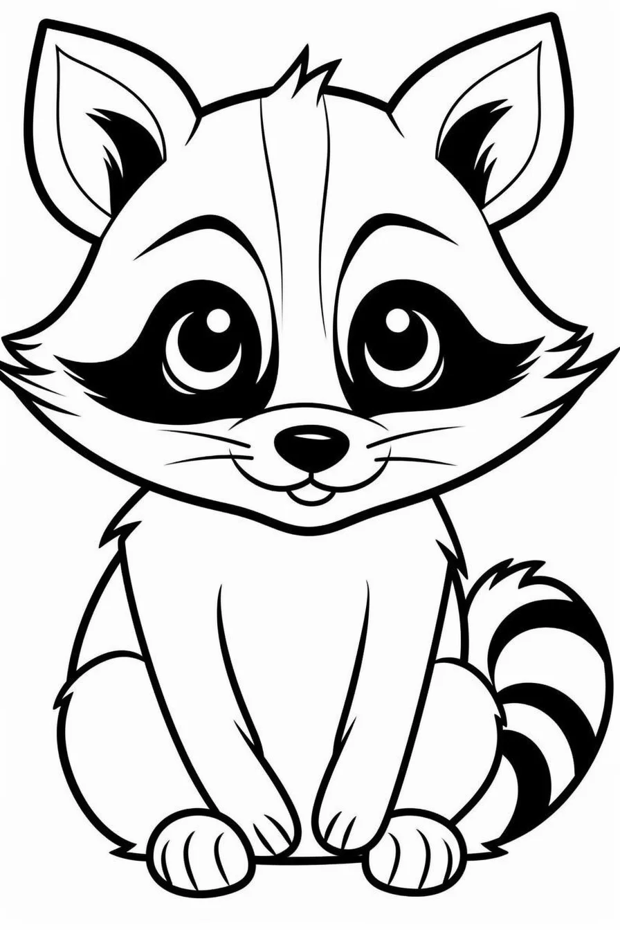 Easy Cute Raccoon Coloring Pages