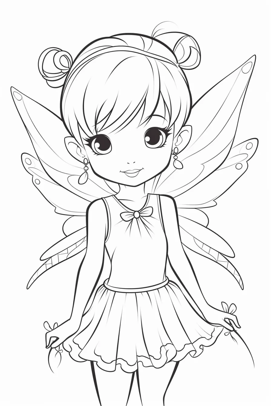 Easy Disney Fairy Tinkerbell Coloring Pages