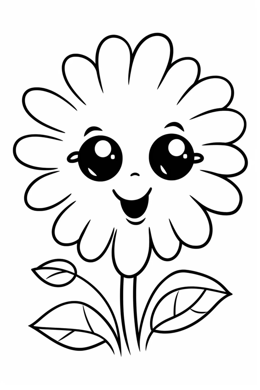 Easy Flower Coloring Pages for Kids Free Printable