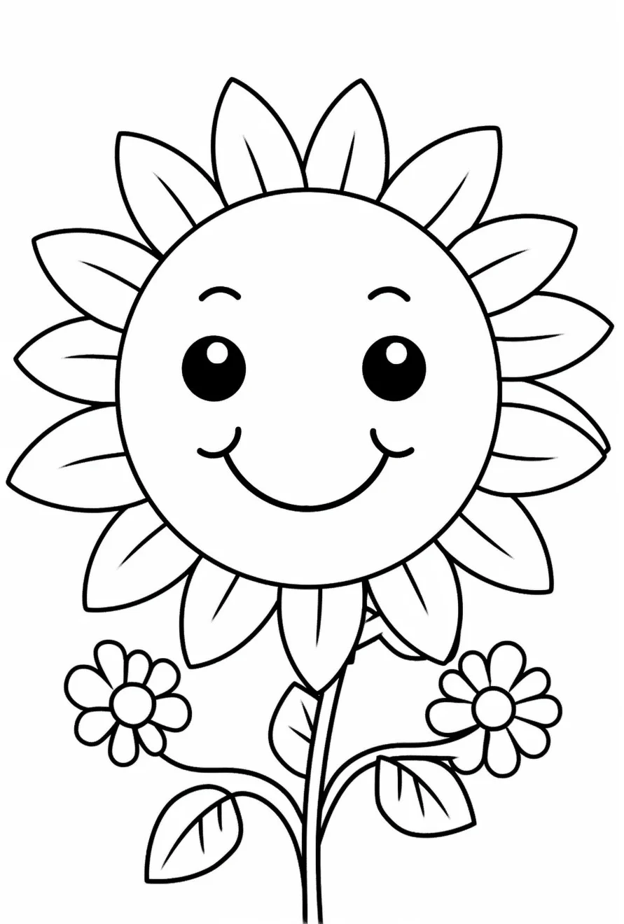 Easy Flower Coloring Pages for Kids Printable