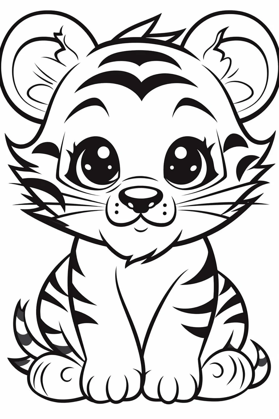 Easy Tiger Coloring Pages