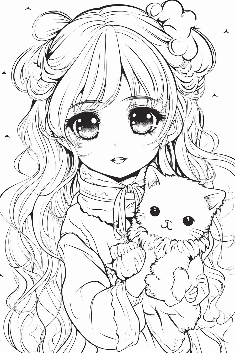 Easy anime girl coloring pages