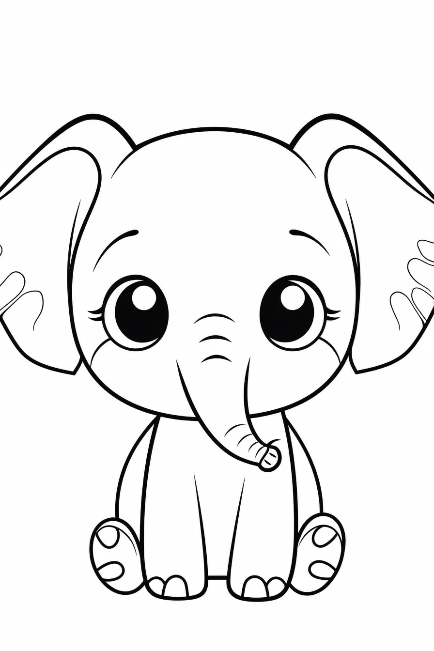 Easy cute baby elephant coloring pages free printable for kids