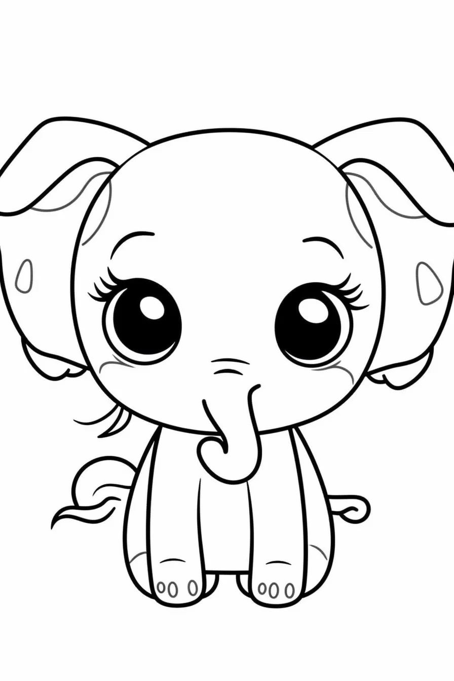 Easy cute baby elephant coloring pages free
