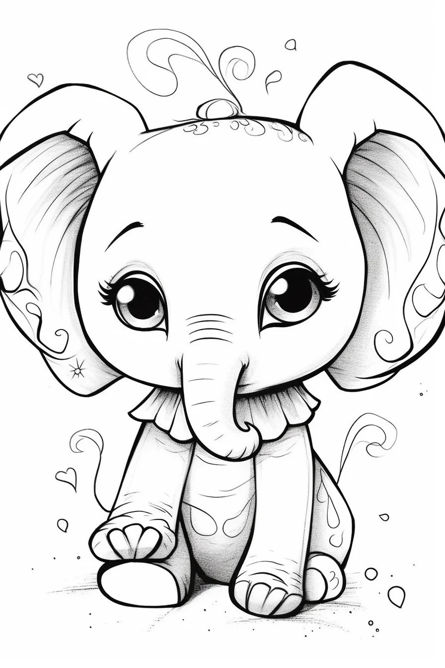 Easy cute baby elephant coloring pages printable