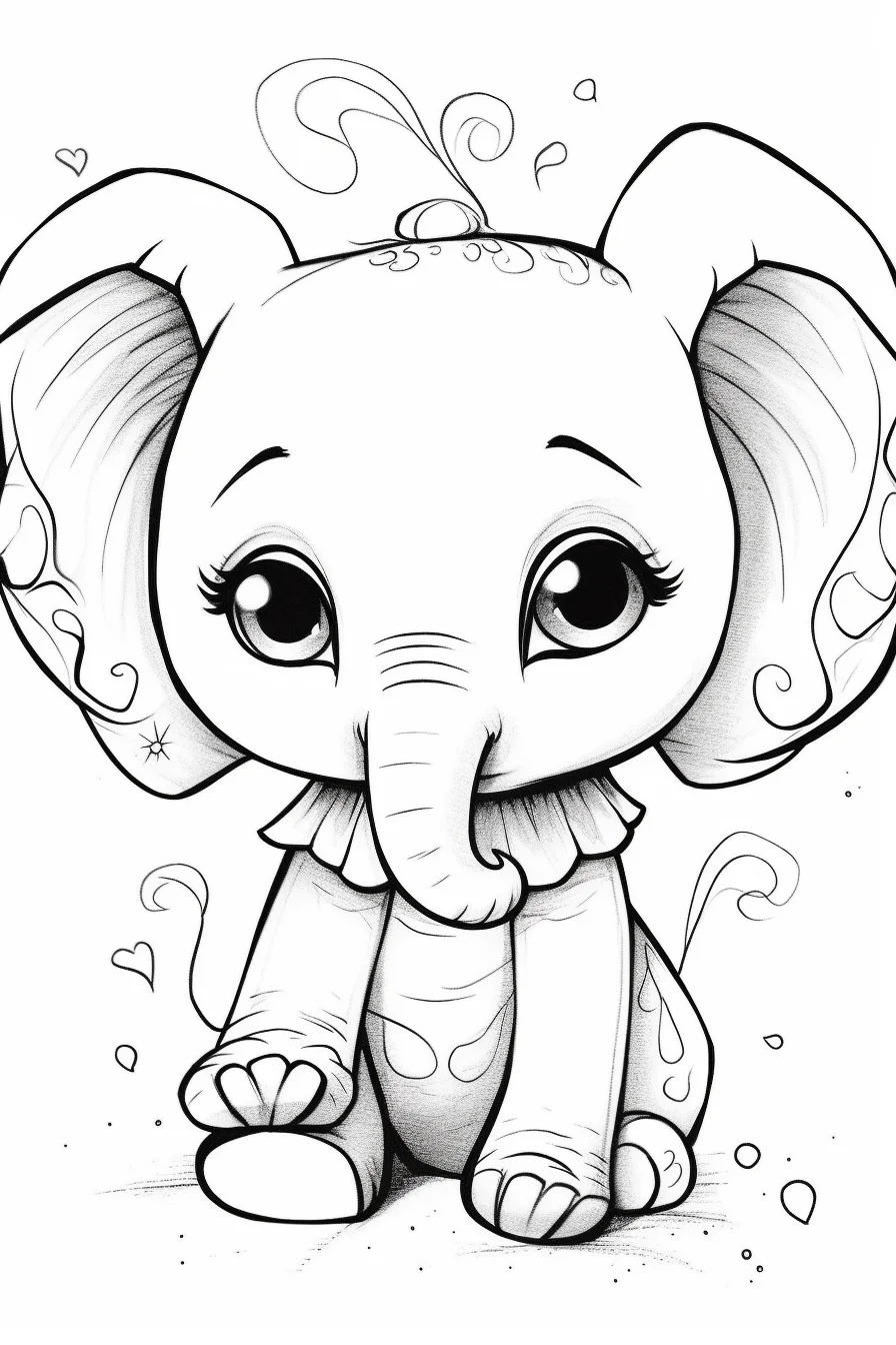 Baby Elephant Coloring Pages Print