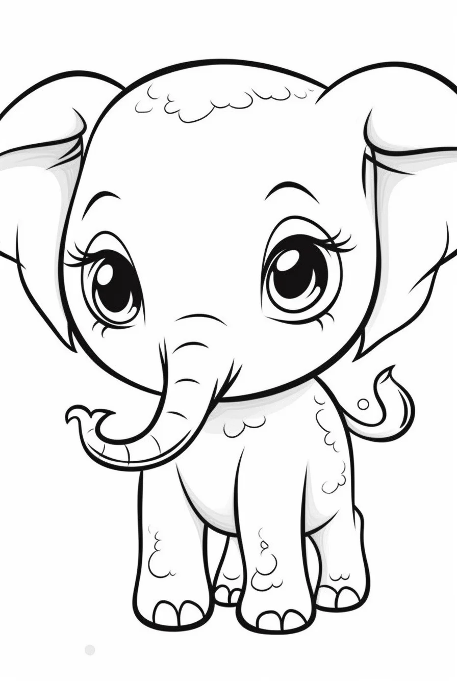 Easy cute baby elephant coloring pages