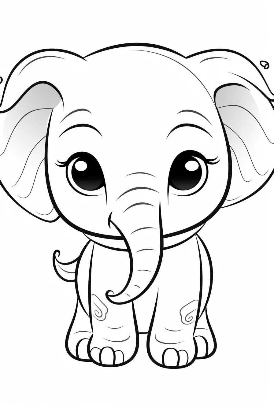 Easy cute elephant coloring pages free printable