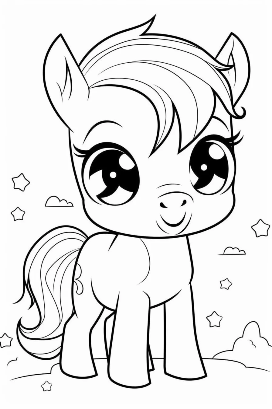 Easy cute horse coloring pages free
