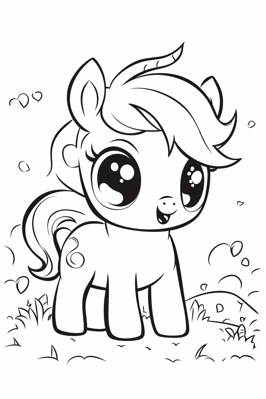 Easy cute horse coloring pages