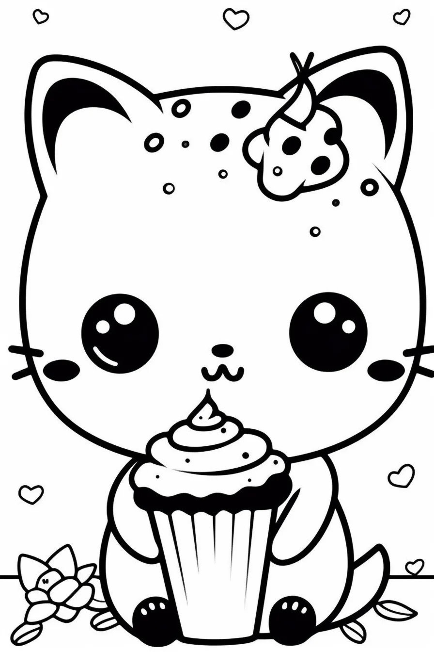 Easy cute kitty coloring pages free