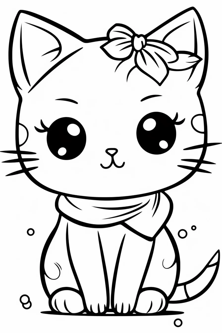Easy cute kitty coloring pages printable