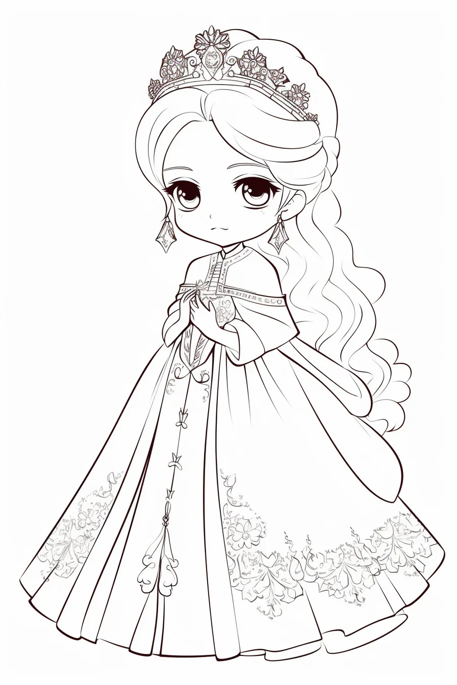 Easy cute princess coloring pages printable