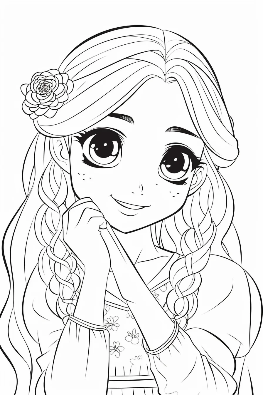 Easy cute rapunzel coloring pages printable