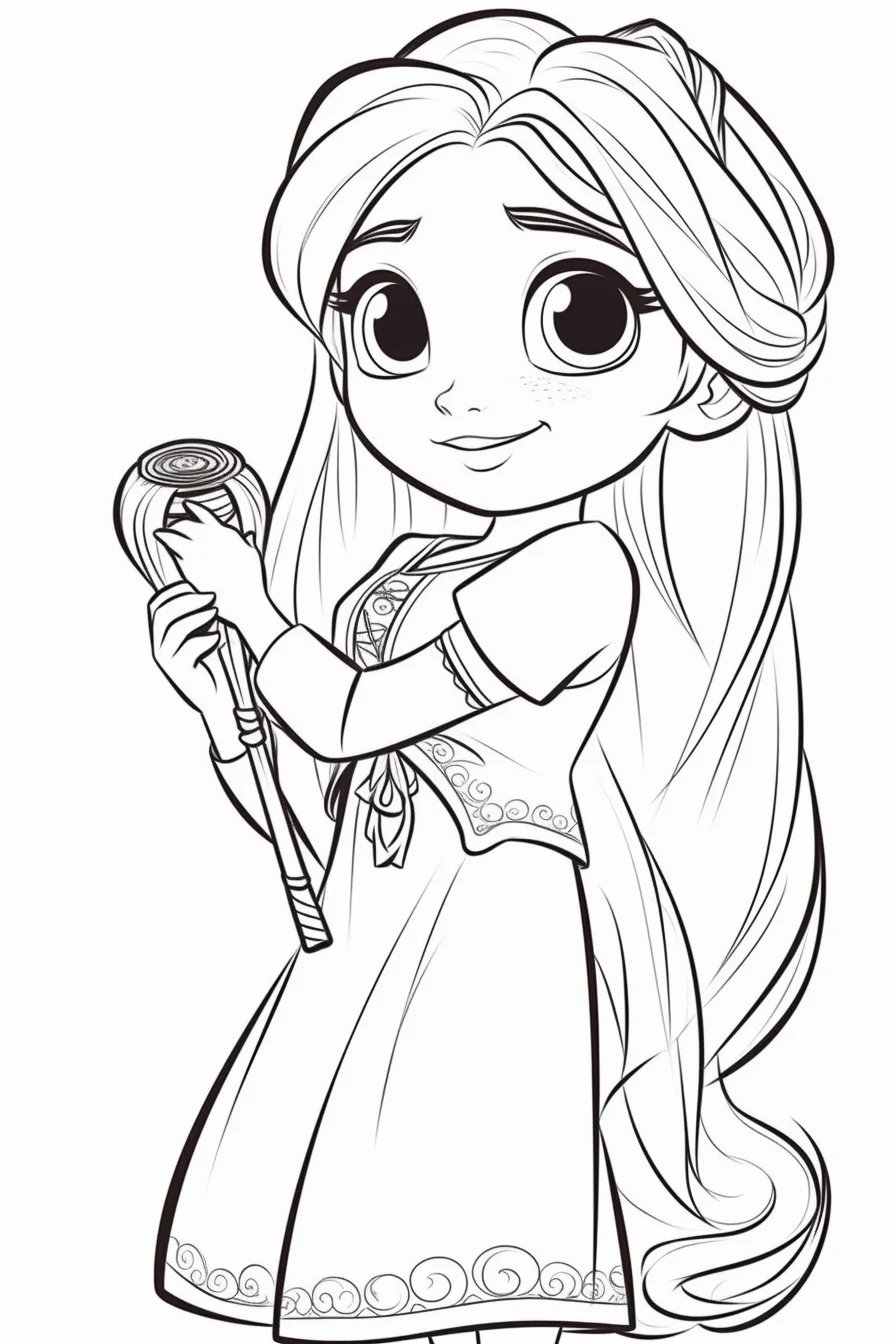 Easy cute rapunzel coloring pages