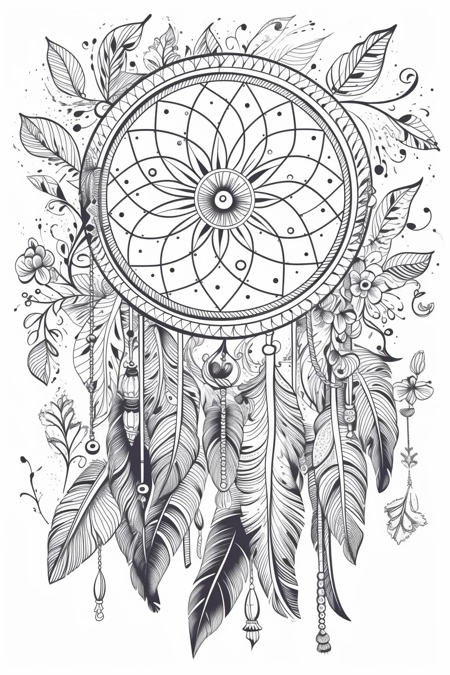 Easy dream catcher coloring pages