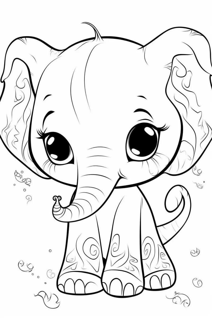 Easy elephant coloring pages