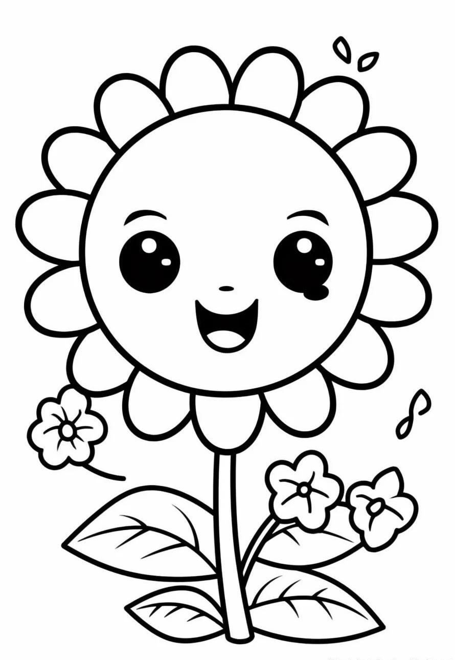 Easy flower coloring pages for kids