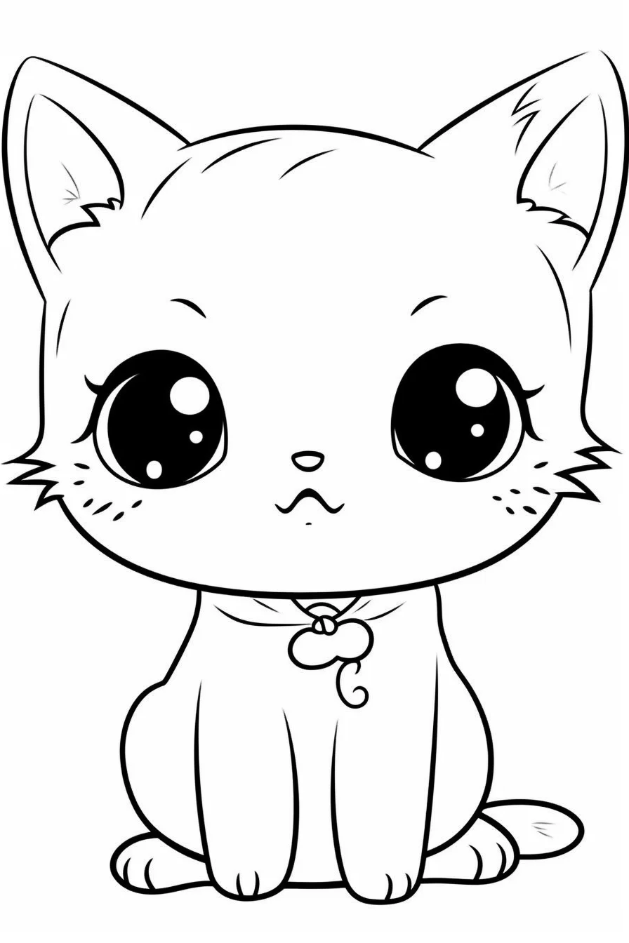 Easy kitty coloring pages printable