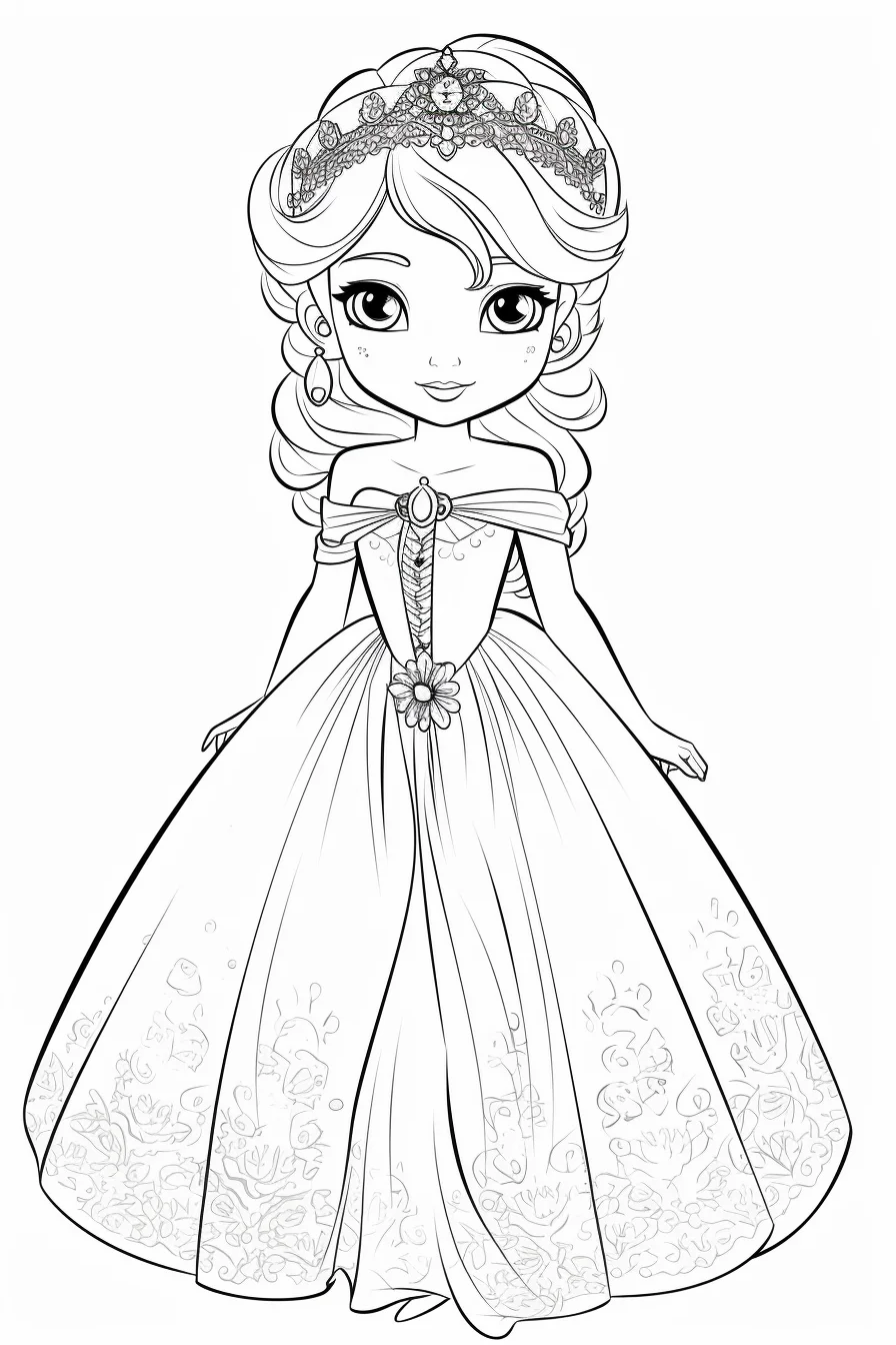 Easy princess coloring pages free