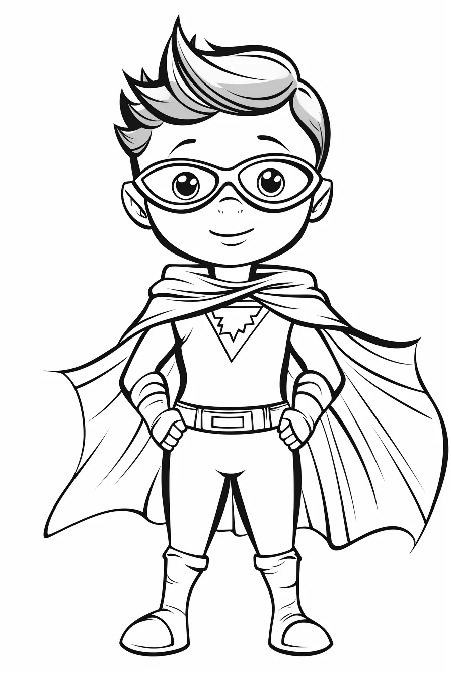 Easy super hero with glasses coloring pages