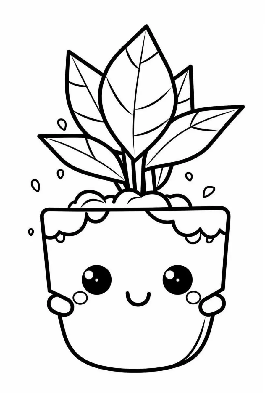 Easy Cute Plant Coloring Pages For Kids Free Printable