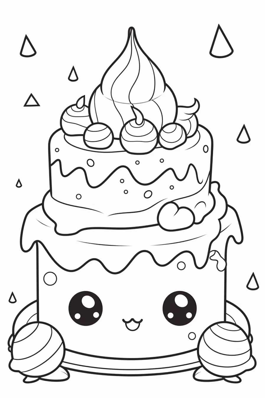 Happy birthday cake coloring pages for kids