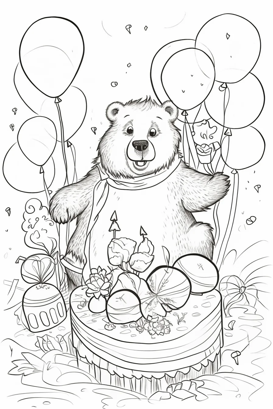 Happy birthday coloring pages teddy bear