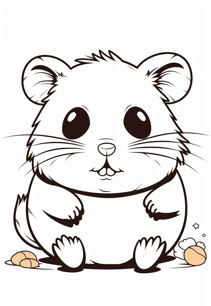 Kawaii Cute Hamster Coloring Pages