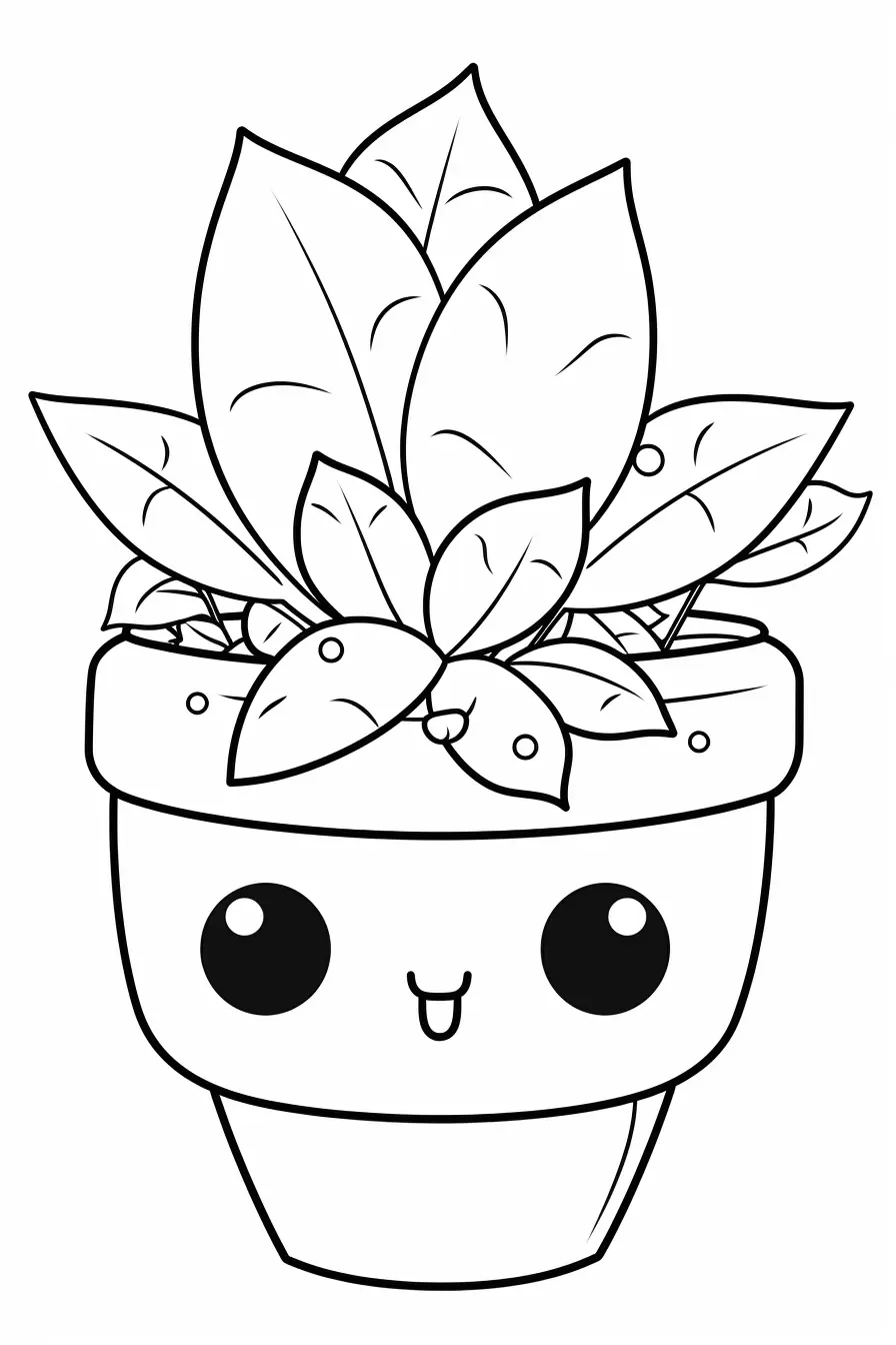 Kawaii Cute Plant Coloring Pages