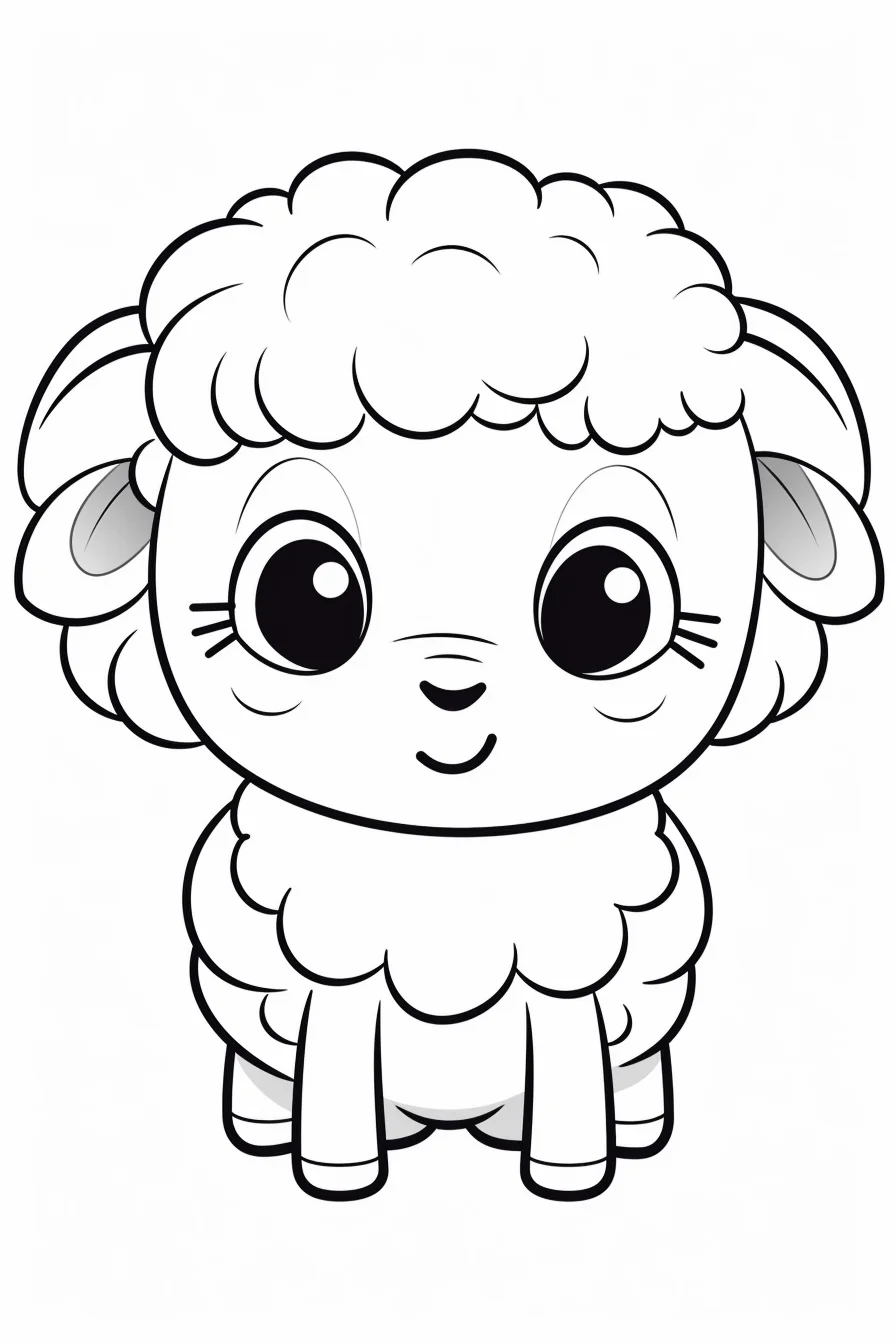 Kawaii Cute Sheep Coloring Pages