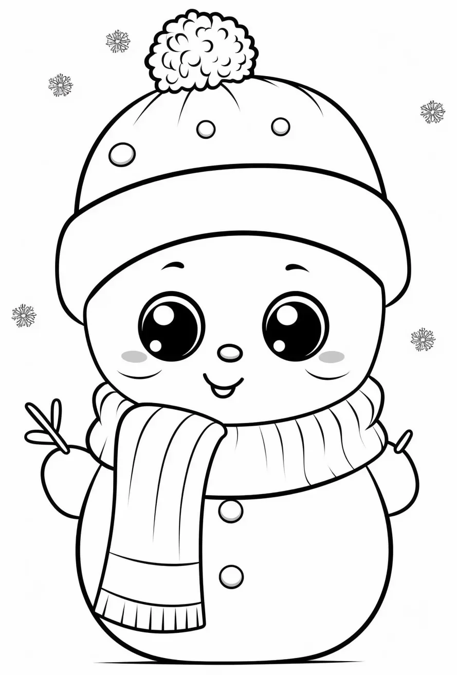Kawaii Cute Snowman Coloring Pages