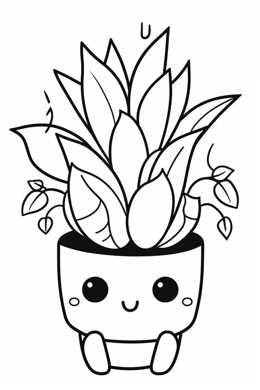 Kawaii Plant Coloring Pages