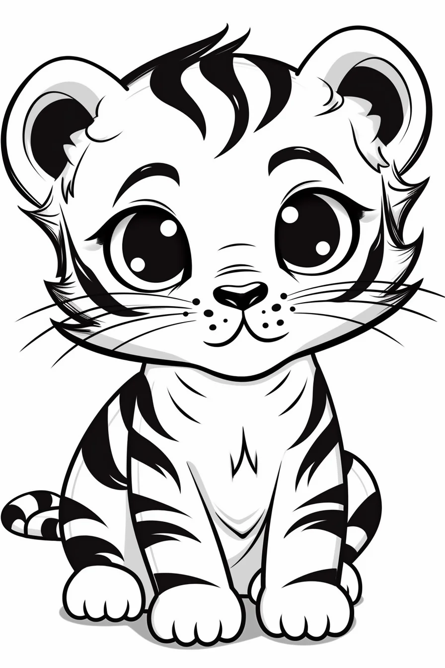 Kawaii Tiger Coloring Pages
