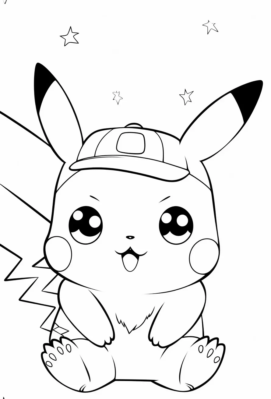 Kawaii pikachu coloring pages
