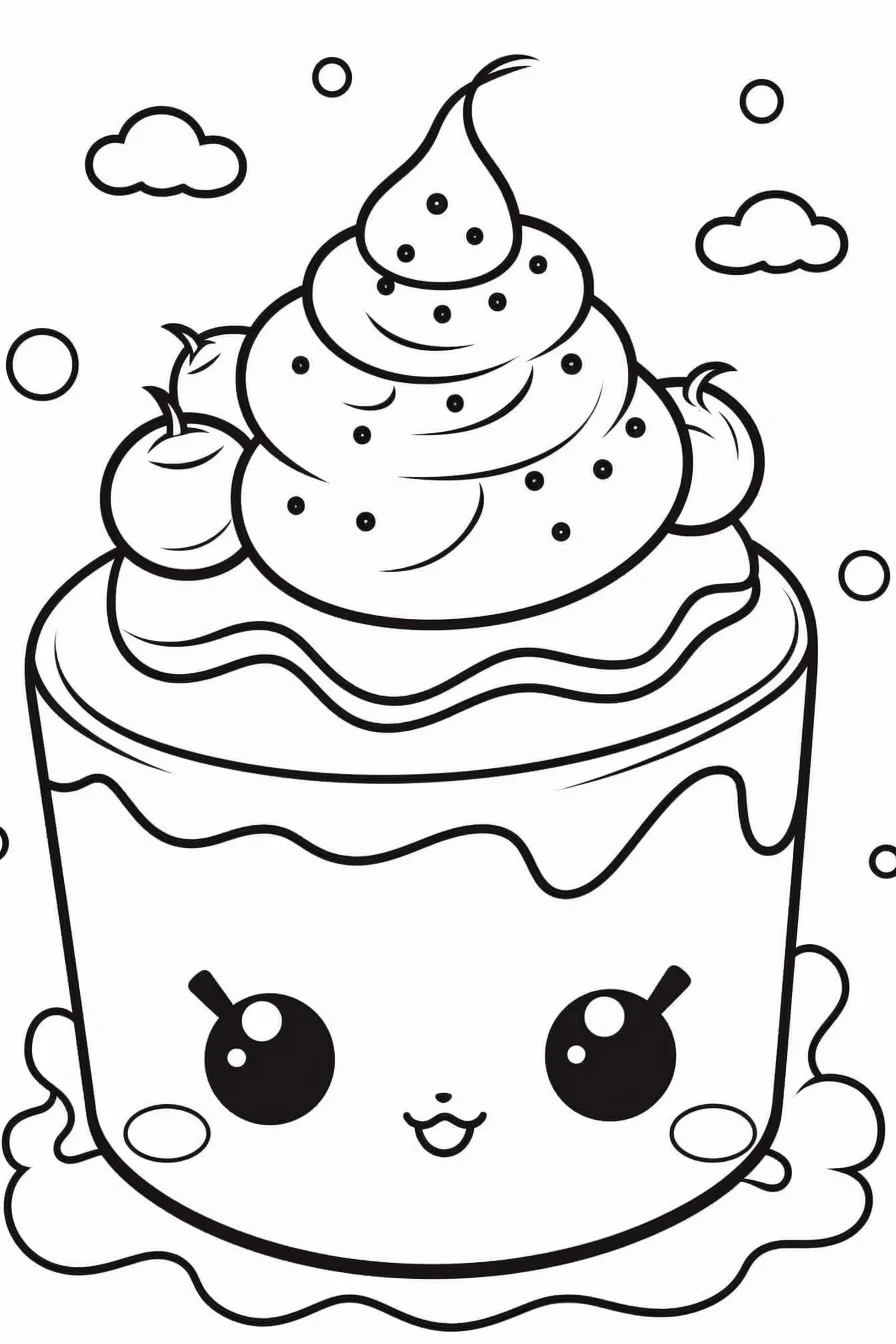 Kids easy cake coloring pages