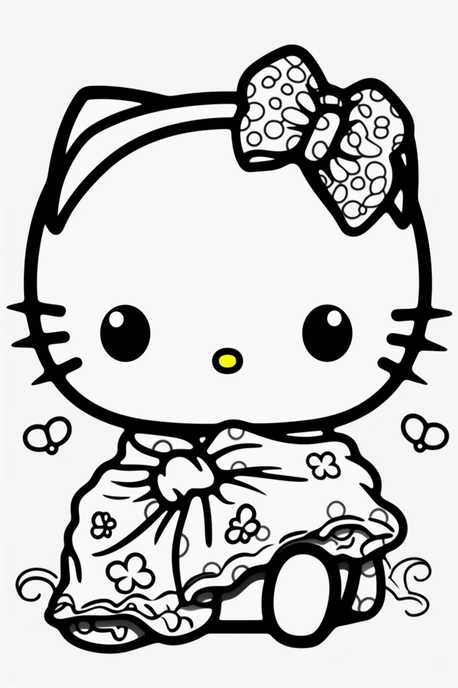 Love hello kitty coloring pages