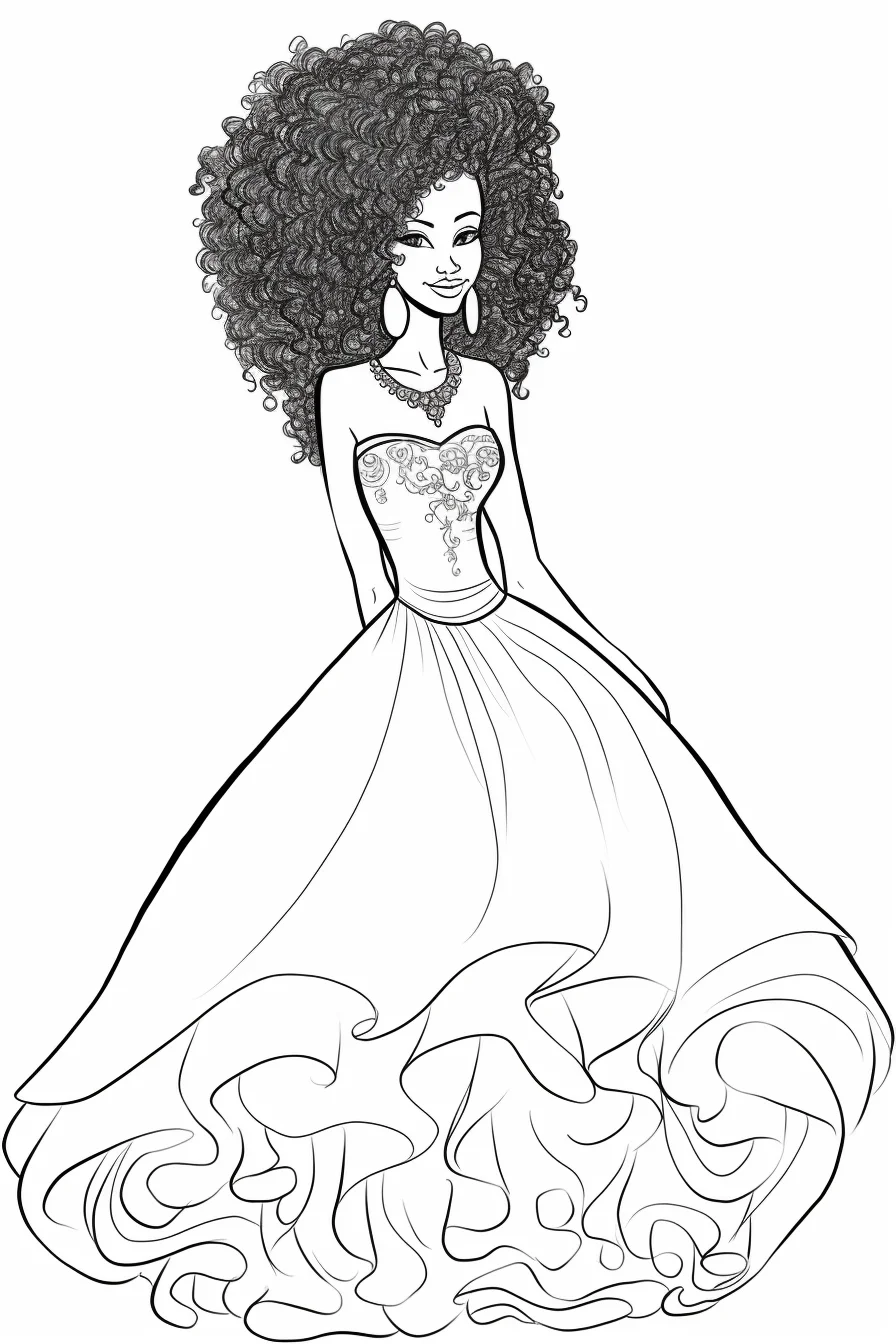 Natural hair black girl coloring pages
