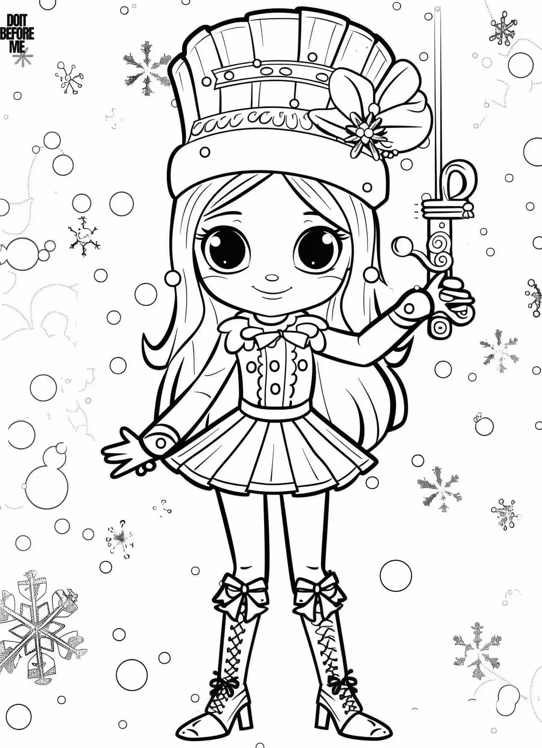 Unlike the classic nutcracker we are used to, it is a doll with a female version and snow crystals around it.