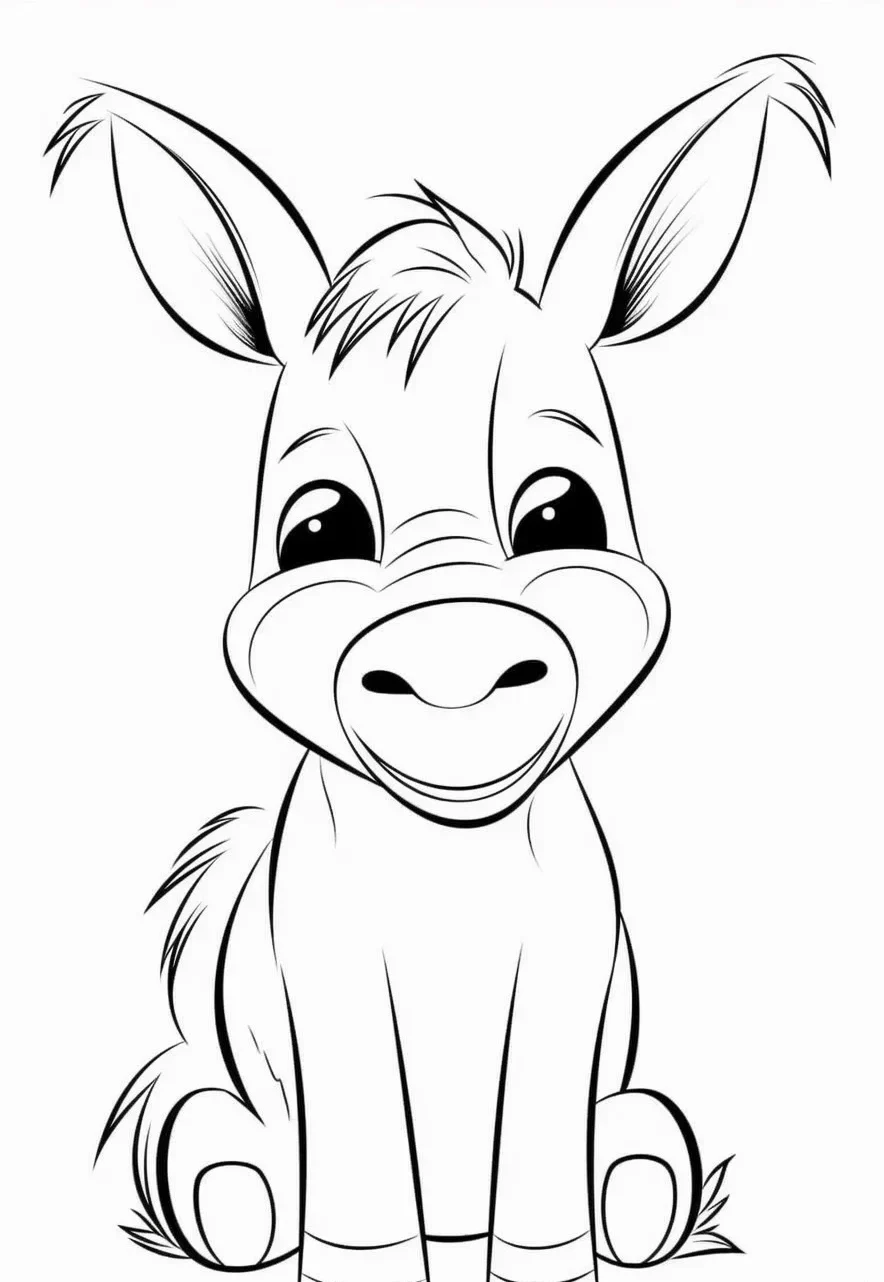 Preschool Donkey Coloring Page