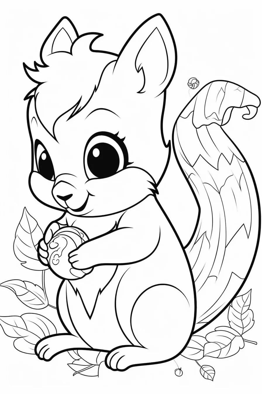 Preschool Squirrel Coloring Page