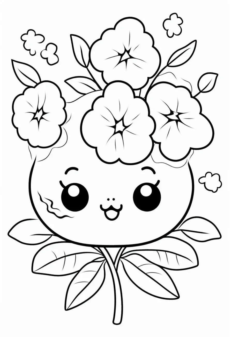 Preschool flower coloring pages for kids
