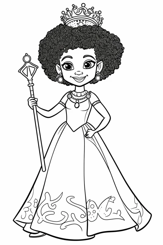 Pretty black girl princess coloring pages