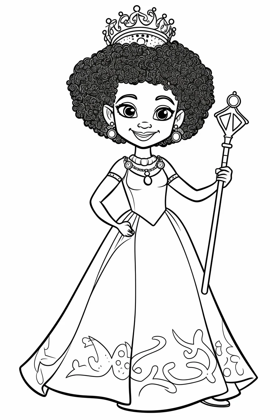 Pretty black girl princess coloring pages